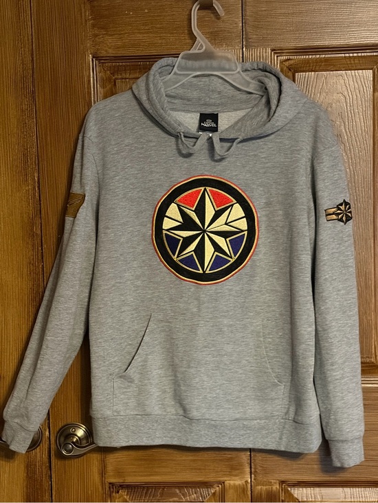 Captain Marvel Other - Captain Marvel Gray Crewneck Hoodie with Multicolor Embroidered Star Emblem  Lg